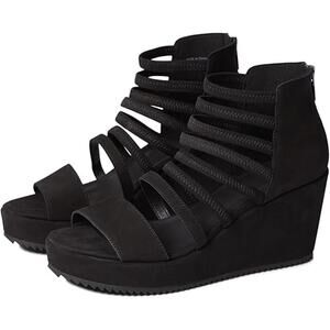 Eileen Fisher Wavey Black Tumbled Nubuck Women's Size 9 New Without Box